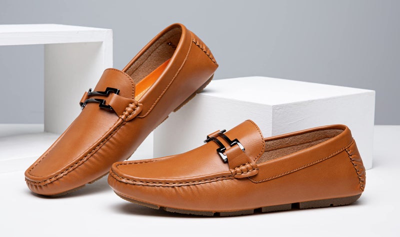 Jousen Men's Loafers Casual Slip On Driving Shoes Metal Buckle Boat Loafer (AMY801 Brown 9.5) - Image 4